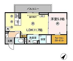amレジデンス出雲 1LDKの間取図画像