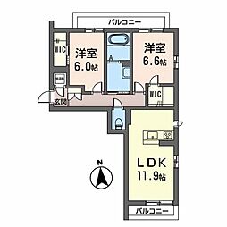 メゾンアイリス 2LDKの間取図画像