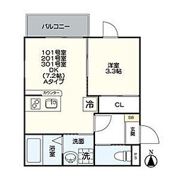 ジュネス上石川 1DKの間取図画像