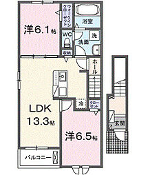 リバーサイド 嬉里 2LDKの間取図画像
