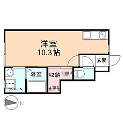 カーサ・コモード茶屋 ワンルームの間取図画像