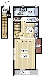 仙台市宮城野区福田町1丁目アパート 1Kの間取図画像
