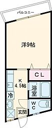ビューヒルズ 1Kの間取図画像
