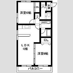 シャトル松井 2LDKの間取図画像