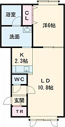 ニューエスパニア3-A 1LDKの間取図画像