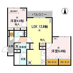 クラシスト新金岡 2LDKの間取図画像