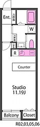 ゼニス2 ワンルームの間取図画像