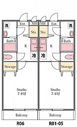 グレンモーレンジ 1Kの間取図画像