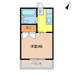 コーポ若葉 1Kの間取図画像