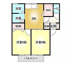 アテナ中村 2DKの間取図画像