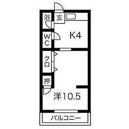 コーポ中砂 1Kの間取図画像