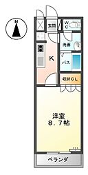 ルミエール 1Kの間取図画像