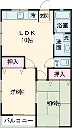 クリオネ 2LDKの間取図画像