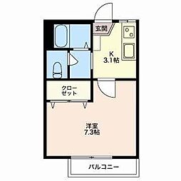 フレグランス舟久保B 1Kの間取図画像