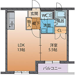 アークワン 1LDKの間取図画像