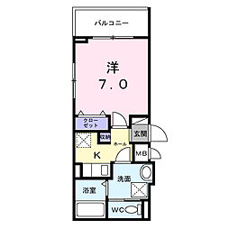 リマ プラート 1Kの間取図画像