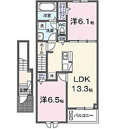 リスティフェルトB 2LDKの間取図画像