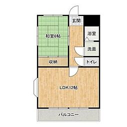 サンリッチ白浜 1LDKの間取図画像