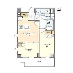 ディームス横濱神之木台 2DKの間取図画像