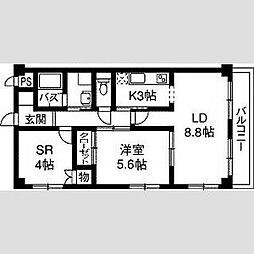 ピュアときめき一番館 2LDKの間取図画像