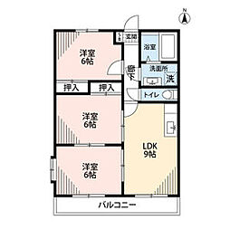 サンタパレス・K2 3DKの間取図画像
