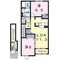 パインリーフ城東 2LDKの間取図画像