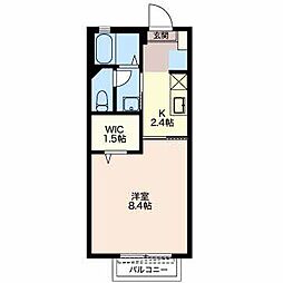 グリーンピースC 1Kの間取図画像