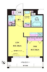 エフ・パルク高宮 1LDKの間取図画像