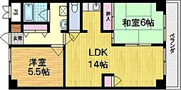 エクセル丹波橋 2LDKの間取図画像