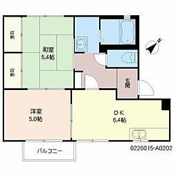 フォーレス宝生 2DKの間取図画像