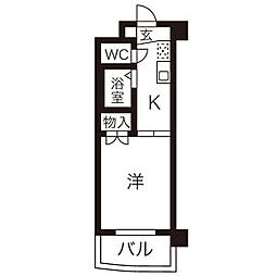 ラ・モヴェール白壁 1Kの間取図画像