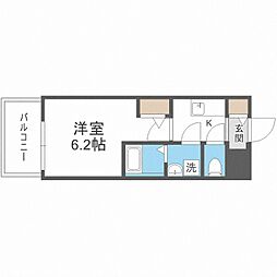 エスリードRESIDENCE大阪福島CITYWEST 1Kの間取図画像