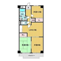 リアライズ矢田川 3DKの間取図画像