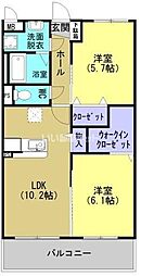 サンステイト 2LDKの間取図画像