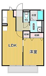 Kハイム 1LDKの間取図画像