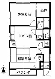 コーポみなみ 2DKの間取図画像