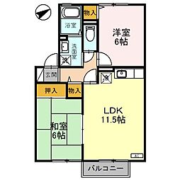 クレセントコーポ赤江 2LDKの間取図画像
