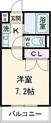 レオパレスジュネスK・R 1Kの間取図画像