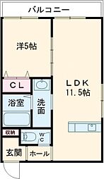ピース・スクエア小松島 1LDKの間取図画像
