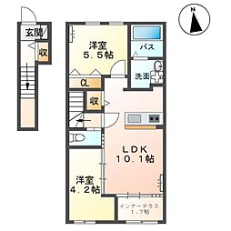 仮)北真舟新築アパート 2LDKの間取図画像