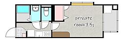フレア鴨池 1Kの間取図画像