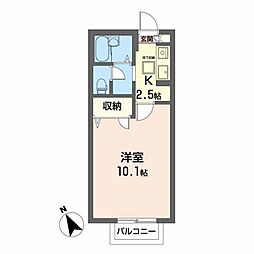アムールコートC.D 1Kの間取図画像