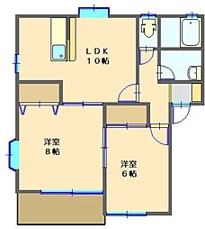 サンリヴァーハイツA 2LDKの間取図画像