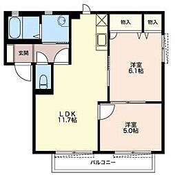 サニーユアーズ・fkD棟 2LDKの間取図画像