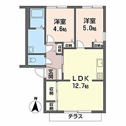 ムーンハピネスA 2LDKの間取図画像
