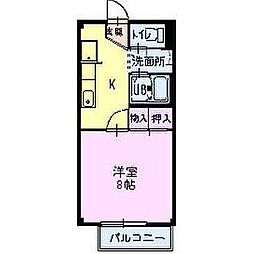 サープラスなおえ 1Kの間取図画像