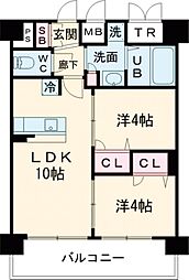 プレリス鶴見緑地グランガーデリア 2LDKの間取図画像