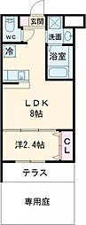 リアコート千里2 NORTH 1DKの間取図画像