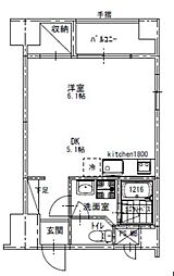 ガーデンブリッジ ワンルームの間取図画像