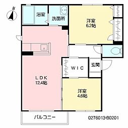 プロムナードB 2LDKの間取図画像